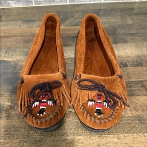 Minnetinka Women's Brown Thunderbird "Animikii" Softsole Moccasins Sz 8